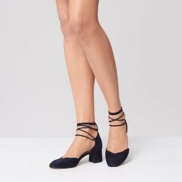 LK Bennett Lali Block Heel Round Toe Pump Lace Up - Picture 1 of 7